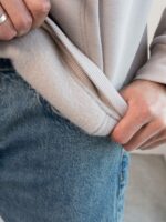 Мужское Утепленное Бежевое Худи на Флисе - Базовое Оверсайз