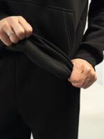 Мужское Утепленное Черное Худи на Флисе - Базовое Оверсайз