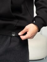 Мужское Утепленное Черное Худи Оверсайз - Базовое на Флисе с Фиксаторами