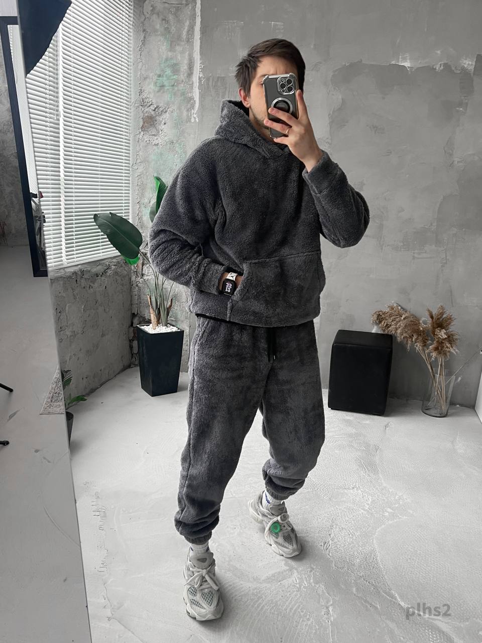 photo_2025-12-02_11-33-19 Мужской Теплый Плюшевый Махровый Графитовый Костюм (Худи + Джоггеры)
