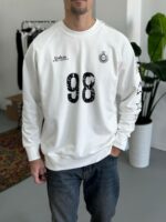 Мужской Белый Свитшот Реглан Оверсайз с Принтами под Винтаж