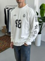 Мужской Белый Свитшот Реглан Оверсайз с Принтами под Винтаж