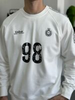 Мужской Белый Свитшот Реглан Оверсайз с Принтами под Винтаж