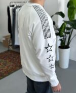 Мужской Белый Свитшот Реглан Оверсайз с Принтами под Винтаж