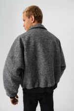 Мужская Демисезонная Кашемировая Куртка Бомбер - Свободного Кроя на Молнии с Воротником