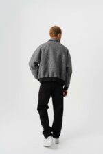 Мужская Демисезонная Кашемировая Куртка Бомбер - Свободного Кроя на Молнии с Воротником