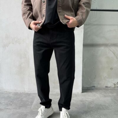 Мужские Черные Джинсы Slim Crop - Свободные Джинсовые Штаны Слим