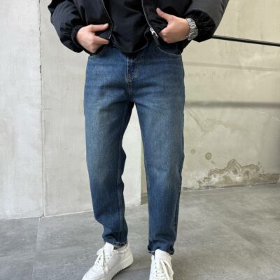 Мужские Синие Джинсы Slim Crop - Свободные Джинсовые Штаны Слим