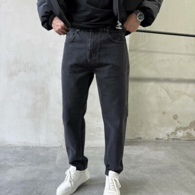 Мужские Графитовые Джинсы Slim Crop - Свободные Джинсовые Штаны Слим