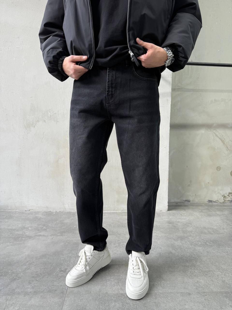photo_2025-12-03_09-10-17 Мужские Антрацитовые Джинсы Slim Crop - Свободные Джинсовые Штаны Слим