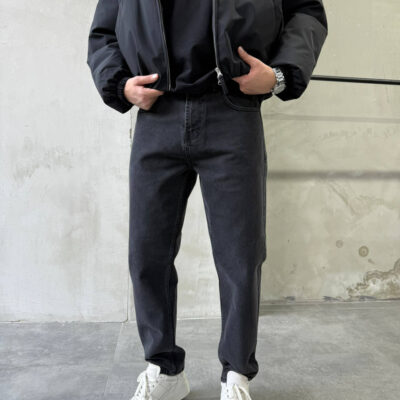 Мужские Свободные Джинсы Slim Графит - Джинсовые Штаны Слим