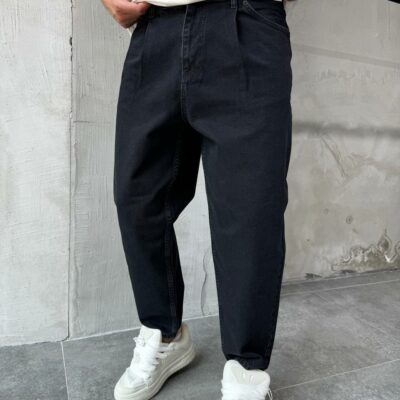 Мужские Свободные Черные Джинсы Balloon Fit - Джинсовые Штаны Баллоны