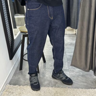 Мужские Свободные Темно-Синие Джинсы Mom Fit