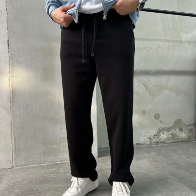 Мужские Базовые Свободные Черные Спортивные Штаны Прямого Кроя - Утепленные на Флисе