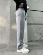 Мужские Базовые Свободные Серые Спортивные Штаны Прямого Кроя - Утепленные на Флисе