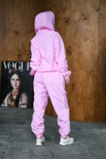 Женский Розовый Спортивный Костюм Плащевка с Кантом - Анорак с Капюшоном + Штаны Джоггеры