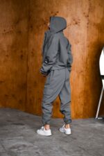 Женский Графитовый Спортивный Костюм Плащевка - Олимпийка + Штаны Карго