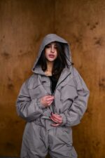 Женский Темно-Серый Спортивный Костюм Плащевка - Олимпийка + Штаны Карго