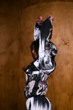 Женский Черный Спортивный Костюм Плащевка с Черепами и Кантом - Анорак + Штаны Джоггеры