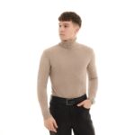 Мужской Базовый Бежевый Гольф Водолазка с Отворотом