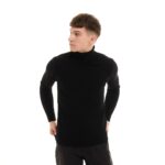 Мужской Базовый Черный Гольф Водолазка с Отворотом