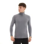 Мужской Базовый Серый Гольф Водолазка с Отворотом