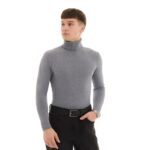 Мужской Базовый Серый Гольф Водолазка с Отворотом