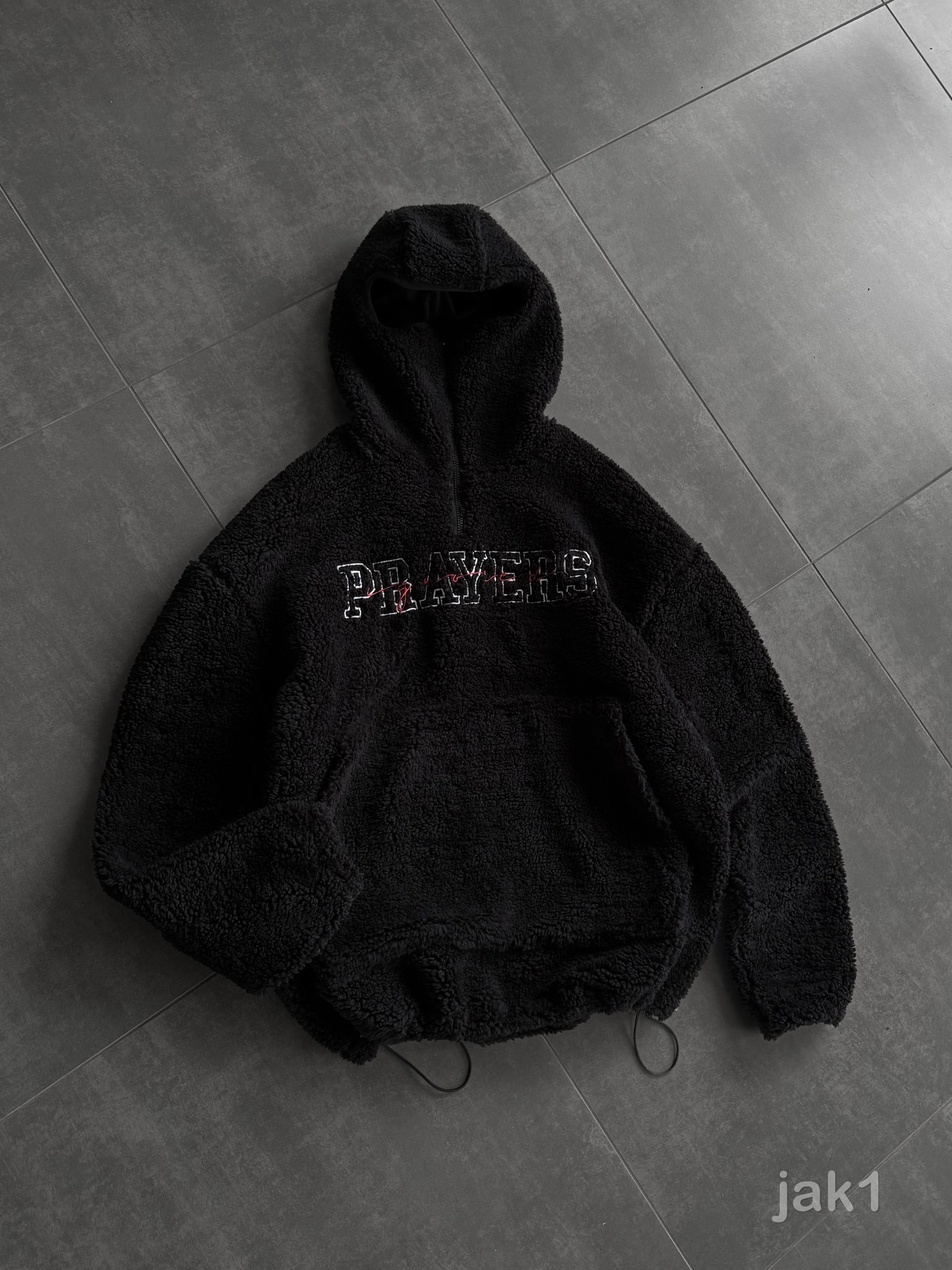 photo_2025-12-07_20-24-17 Мужское Теплое Черное Худи Оверсайз с Балаклавой - Плюшевое с Вышивкой