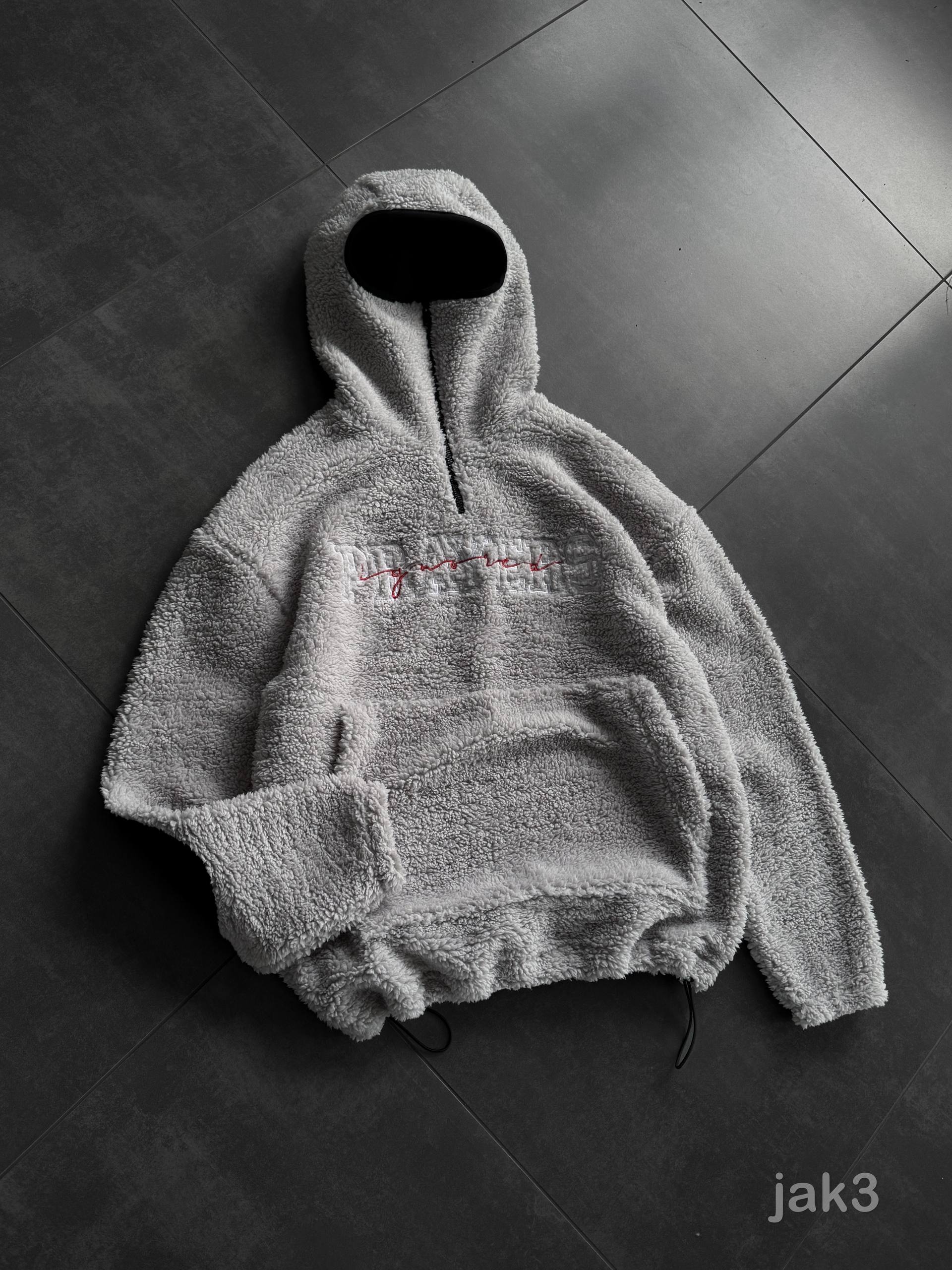 photo_2025-12-07_20-24-28 Мужское Теплое Серое Худи Оверсайз с Балаклавой - Плюшевое с Вышивкой