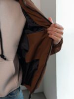 Мужская Зимняя Коричневая Куртка Дутик на Молнии с Высоким Горлом