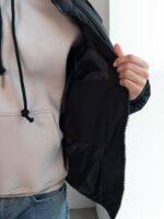 Мужская Зимняя Черная Куртка Дутик на Молнии с Высоким Горлом