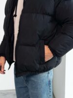 Мужская Зимняя Черная Куртка Дутик на Молнии с Высоким Горлом