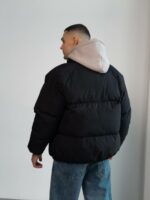 Мужская Зимняя Черная Куртка Дутик на Молнии с Высоким Горлом