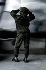 Женский Спортивный Костюм Хаки Плащевка с Кантом - Анорак с Капюшоном + Штаны Джоггеры