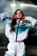 Женский Белый Спортивный Костюм Плащевка с Лампасами (Олимпийка + Штаны)