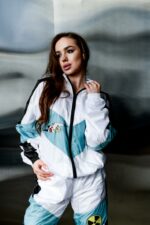 Женский Белый Спортивный Костюм Плащевка с Лампасами (Олимпийка + Штаны)