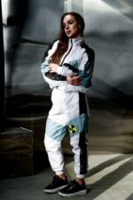 Женский Белый Спортивный Костюм Плащевка с Лампасами (Олимпийка + Штаны)