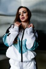 Женский Белый Спортивный Костюм Плащевка с Лампасами (Олимпийка + Штаны)