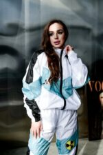 Женский Белый Спортивный Костюм Плащевка с Лампасами (Олимпийка + Штаны)