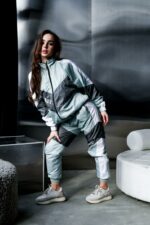 Женский Фисташковый Спортивный Костюм Плащевка с Лампасами (Олимпийка + Штаны)