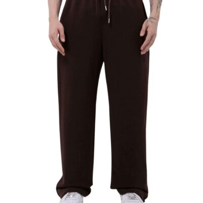 Мужские Широкие Коричневые Спортивные Штаны Оверсаз с Затяжками Внизу