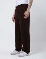 Мужские Широкие Коричневые Спортивные Штаны Оверсаз с Затяжками Внизу