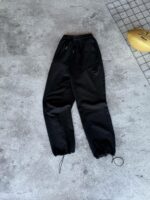 Мужские Широкие Черные Спортивные Штаны Оверсаз с Затяжками Внизу