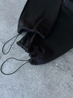 Мужские Широкие Черные Спортивные Штаны Оверсаз с Затяжками Внизу