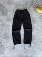 Мужские Широкие Черные Спортивные Штаны Оверсаз с Затяжками Внизу