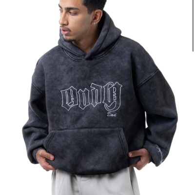 Мужское Утепленное Графитовое Худи Варенка Оверсайз на Флисе с Вышивками