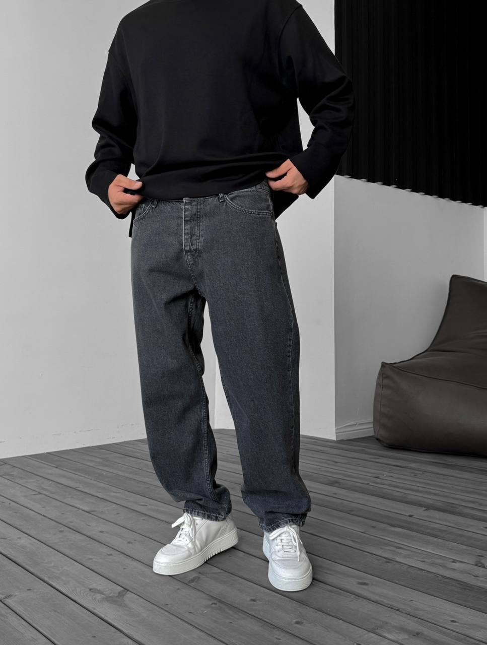 photo_2025-12-11_18-27-47 Мужские Графитовые Джинсы Багги - Широкие Джинсовые Штаны Прямого Кроя