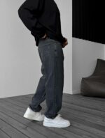 Мужские Графитовые Джинсы Багги - Широкие Джинсовые Штаны Прямого Кроя