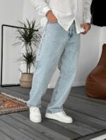 Мужские Светло-Голубые Джинсы Багги - Широкие Джинсовые Штаны Прямого Кроя