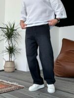 Мужские Черные Джинсы Багги - Широкие Джинсовые Штаны Прямого Кроя